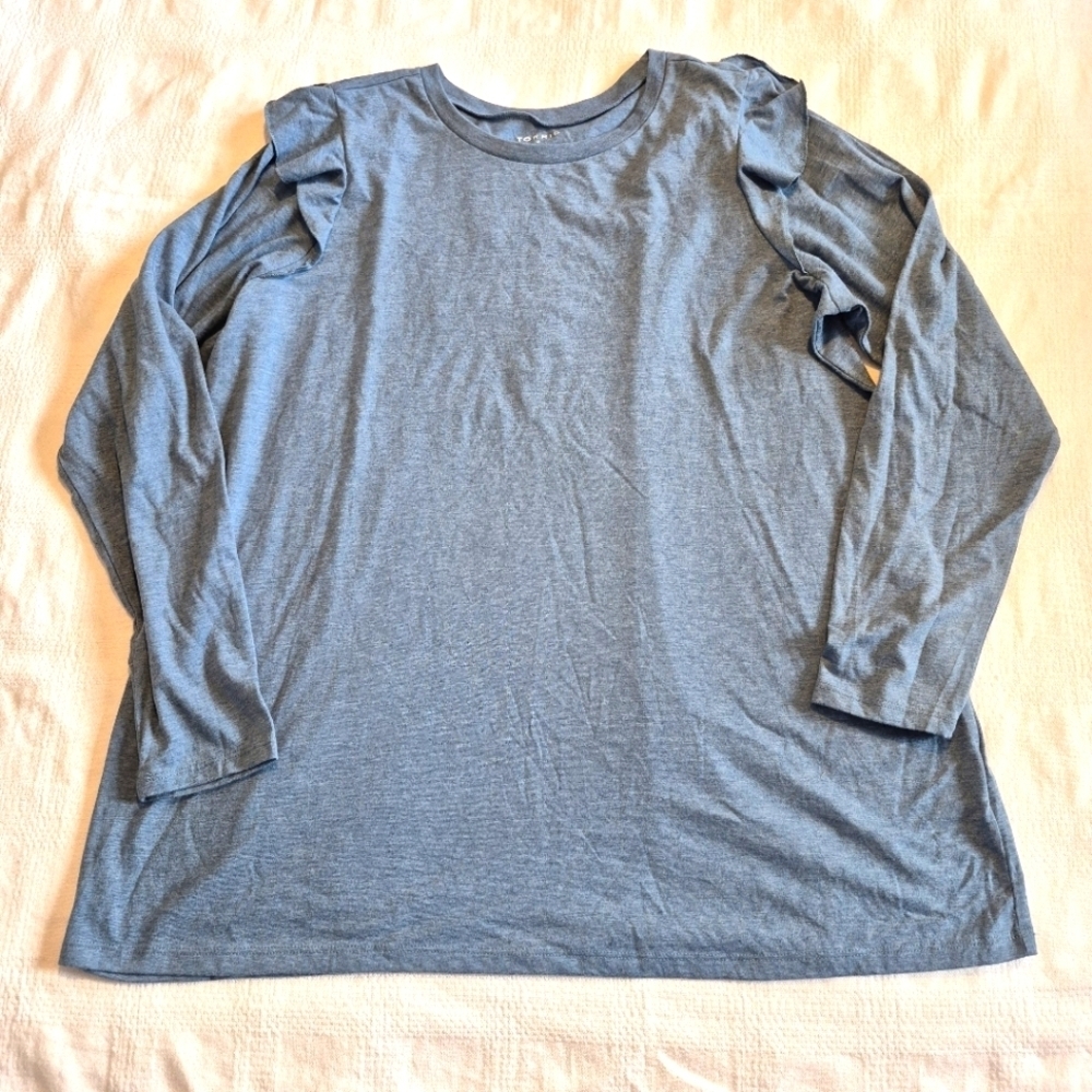 Torrid women's size 2 Classic Fit ruffle shoulder long sleeve shirt EUC